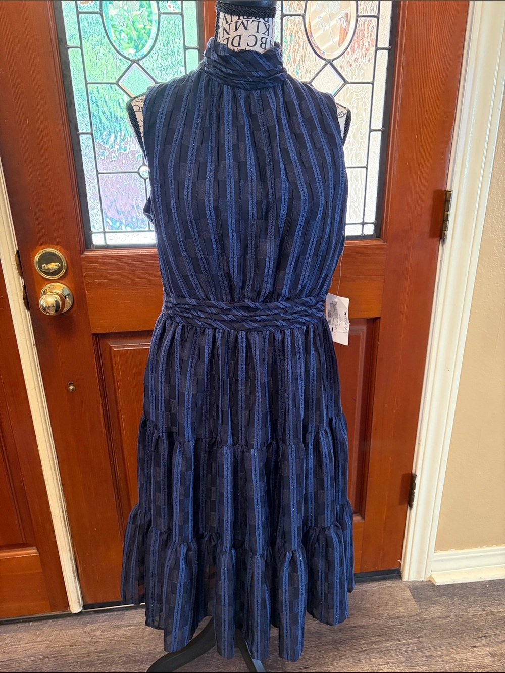 Calvin Klein NWT checkered, metallic midi dress so beautiful.